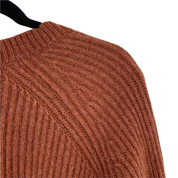 AllSaints Riva Jumper Wool Alpaca Pullover Sweater in Rust Chunky Knit V-Neck M - Picture 7 of 10